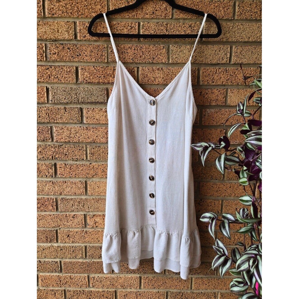 TitleBlue Rain Francesca's Auvie Linen Blend Button Front Mini dress Large